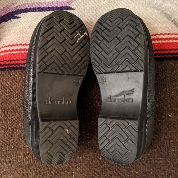 Dansko 36 Black Glitter Leather Clogs Professional - Picture 4 of 8